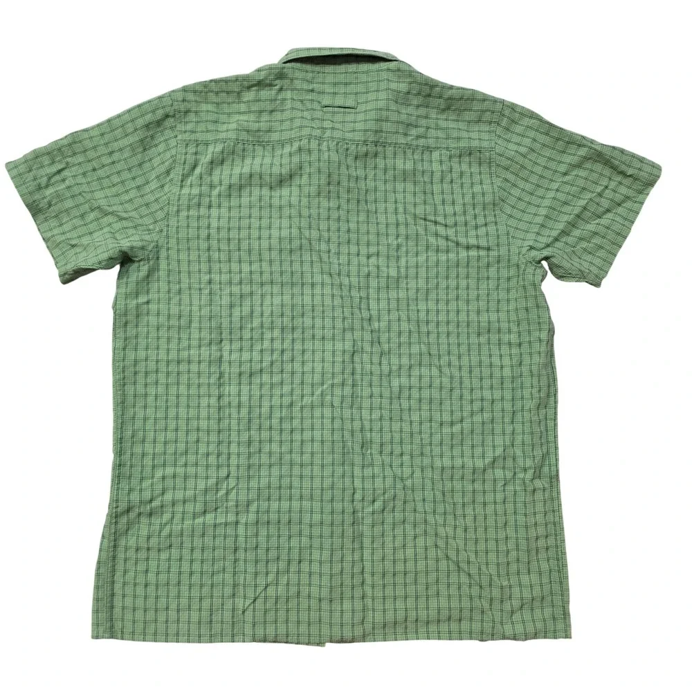 The North Face Mens XL Green Plaid Short Sleeve Button Down Hiking Shirt